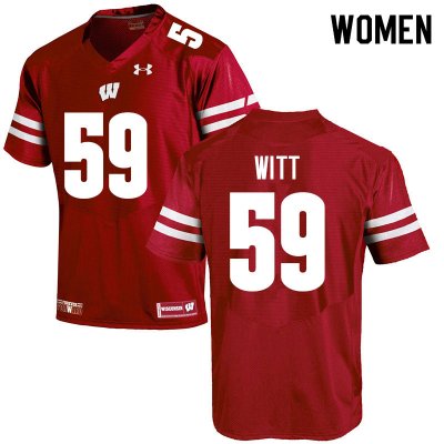 Women's Wisconsin Badgers NCAA #59 Aaron Witt Red Authentic Under Armour Stitched College Football Jersey JR31Y14LR